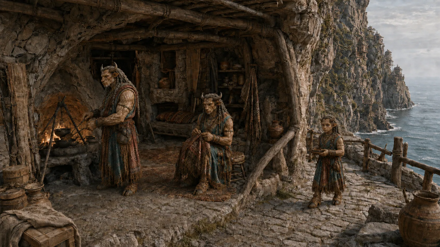 Семья таренов в доме у моря